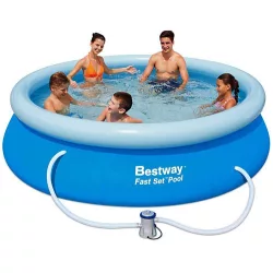   BESTWAY Felfújható Gyűrűs Puhafalú Medence 305x76 cm + vízforgató