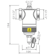 IBF-10 5/4" mágneses szűrő, 215 l/perc (légtelenítővel és űrítő csappal, sárgaréz kivitel)