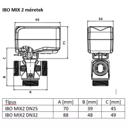 IBO MIX 2 keverőszelep motorral 230V 8s 5Nm DN25 1"