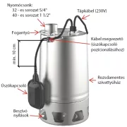 IBO ISQ 32-330 AUTO (7.5m 225l 230V 0.25kW) merülő rozsdamentes szivattyú