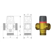 IBO MIX T 20-20/43 Z termosztatikus keverőszelep