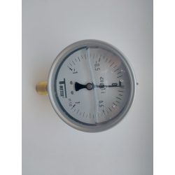   T-METER nyomásmérő rozsdamentes ház, alsó csatlakozás 1/2", -1/+1 bar, átmérő 100, glicerines