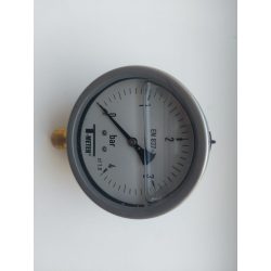   T-METER nyomásmérő rozsdamentes ház, alsó csatlakozás 1/2", 0-4 bar, átmérő 100, glicerines