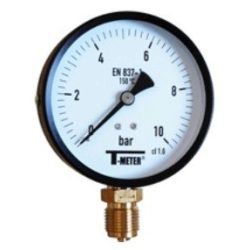  T-METER nyomásmérő alsó csatlakozással 1/2" 0-6 bar átmérő 100 mm (fémházas)