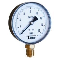   T-METER nyomásmérő alsó csatlakozással 1/2" 0-16 bar átmérő 100 mm (műanyagházas)