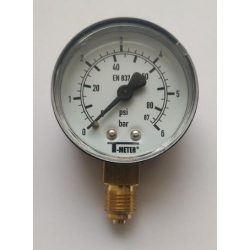   T-METER nyomásmérő alsó csatlakozású 1/4" 0-6 bar átmérő 50 mm