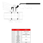 SFERACO 789 típusú rozsdamentes gömbcsap, 2részes, lakatolható, 1" fix KB