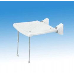   Fali zuhanyszék, 2 db alumínium támasztó lábbal, műanyag, fehér