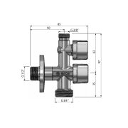 ARCO vízkőmenetes kombinált sarokszelep 1/2"x3/4"x3/8"