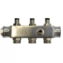   DUNATERM adapteres beépített szelepes osztótest 1" 3 körös 3/4" INOX (vizes)