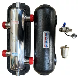   DUNATERM hidraulikus váltó, szigetelt, inox. légtelenítővel és ürítővel DN25 1"