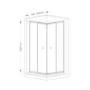 AQUALINE AGGA zuhanykabin, 80x80x185cm, 5mm es transzparent üveg, króm (HLF808)