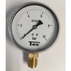  T-METER nyomásmérő alsó csatlakozással 1/2" 0-10 bar átmérő 100 mm (műanyagházas)