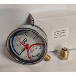   T-METER thermo-manometer alsó csatlakozással 1/2" 0-4 bar, átmérő 80 mm