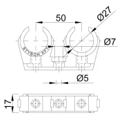 STYRON Rézcsőbilincs, 28 mm, dupla