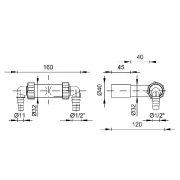 STYRON STY-520 T bekötő mosó-, és szárítógép csatlakozóval, faltakaró nélkül Ø40/32