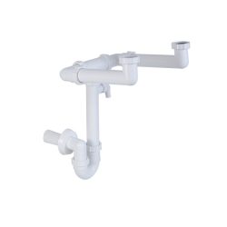   STYRON Helytakarékos kétmedencés mosogató csőszifon mosógép csatlakozóval