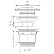 AQUALINE KLIK-KLAK mosdólefolyó, nagy dugóval, 1"1/4, 25-45mm, réz/króm (TF7001)
