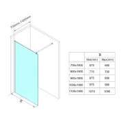 AQUALINE WALK IN Fix zuhanyfal, 80x190 cm