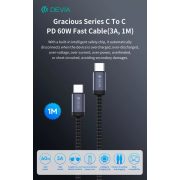 DEVIA Gracious Series 60W PD Type-C/Type-C adat- és töltőkábel 1m - fekete