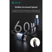DEVIA Gracious Series 60W PD Type-C/Type-C adat- és töltőkábel 1m - fekete