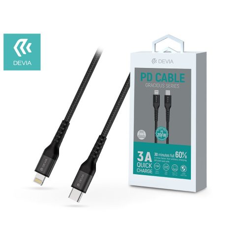 DEVIA Gracious Series PD Cable 20W USB Type-C - Lightning Adat- És Töltőkábel 1,5 m vezetékkel