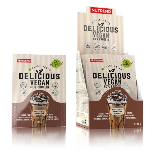 NUTREND Delicious Vegan Protein 30g Chocolate-Hazelnut (csokoládé-mogyoró)